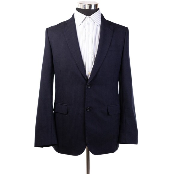Banana Republic Mens Blazer Blue Striped 100% Wool Suit Jacket Sport Coat 38R - Picture 2 of 13